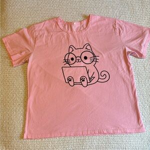 Source Unknown Pink Cat Graphic Tee